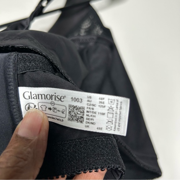 Glamorise Elegant Black Lace Women's Bra with Adjustable Straps Size 48F. - Picture 8 of 13